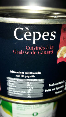cèpes cuisinés à la graisse de canard