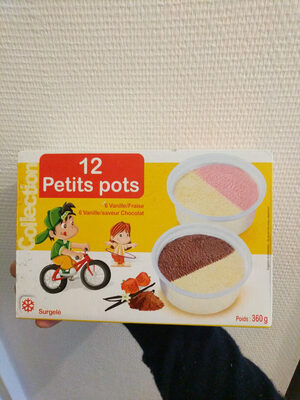 12 petits pots Vanille/Fraise et Vanille/chocolat
