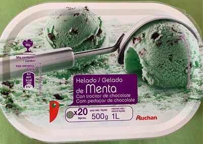 Helado de menta con trocitos de chocolate