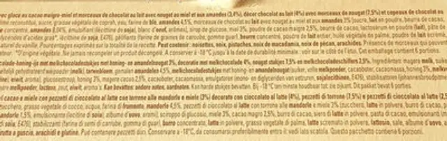 Cônes glace au cacao miel & morceaux de chocolat au lait ingredients label