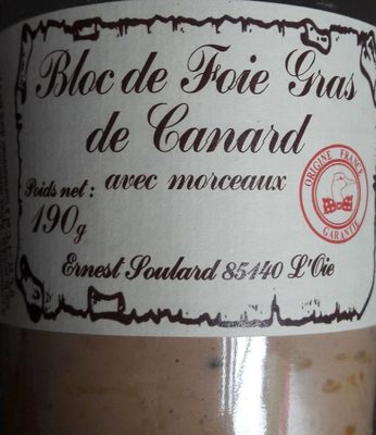 Bloc de Foie Gras de Canard avec morceaux front packaging