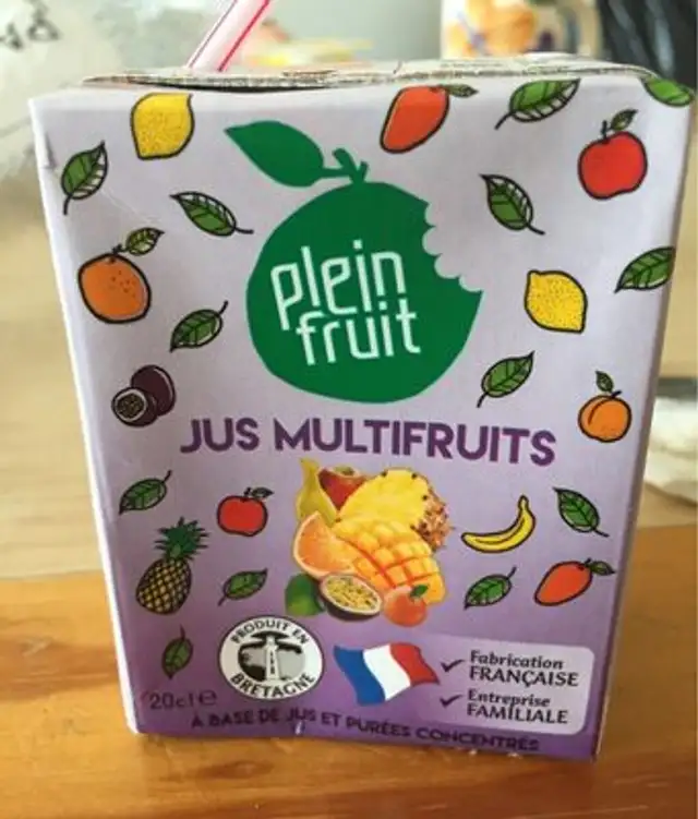Jus multifruit nutrition facts table