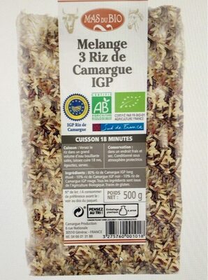 Mélange de 3 riz complets biologiques front packaging