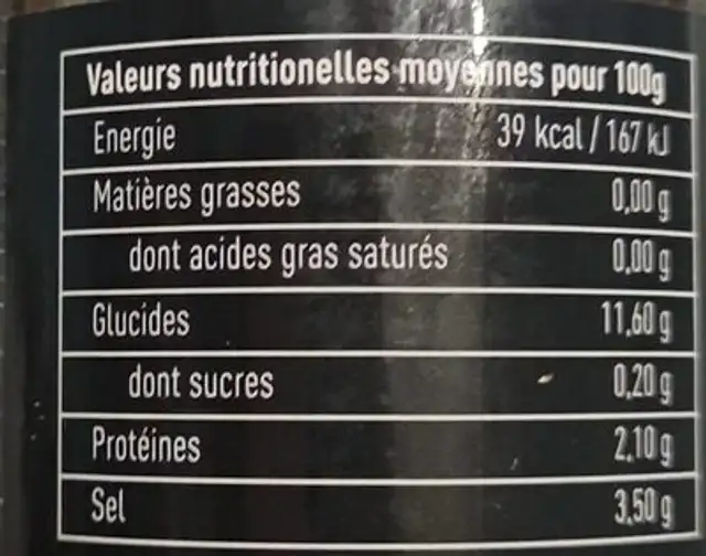 Sauce vinaigrette Aigre Douce nutrition facts table