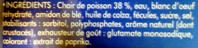 Bâtonnets Pleine Saveur (30 bâtonnets) ingredients label