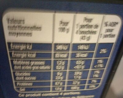Les exquises nutrition facts table