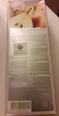Purée de poire Williams front packaging