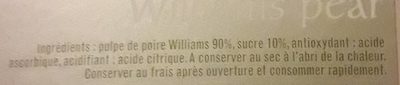 Purée de poire Williams ingredients label