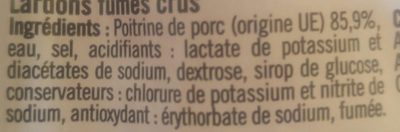 Lardons Fumés Crus Aubret 200 G ingredients label