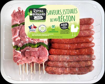 Plateau du soleil : brochettes de dinde + mix saucisses de dinde