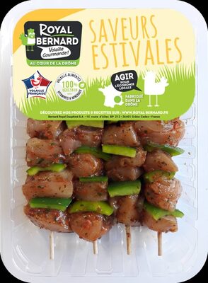 4 Brochettes de Filet de Poulet mariné à la provençale et poivron vert