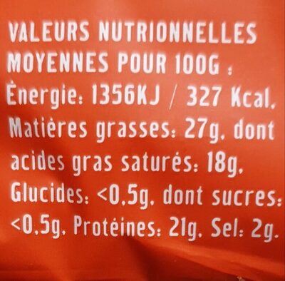 Maroilles nutrition facts table