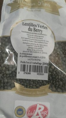Lentilles vertes du Berry front packaging