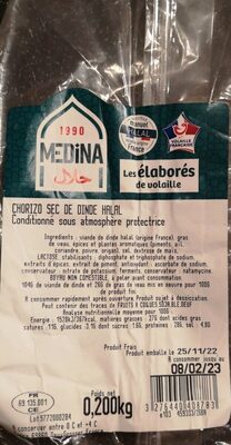 Chorizo sec de dinde front packaging