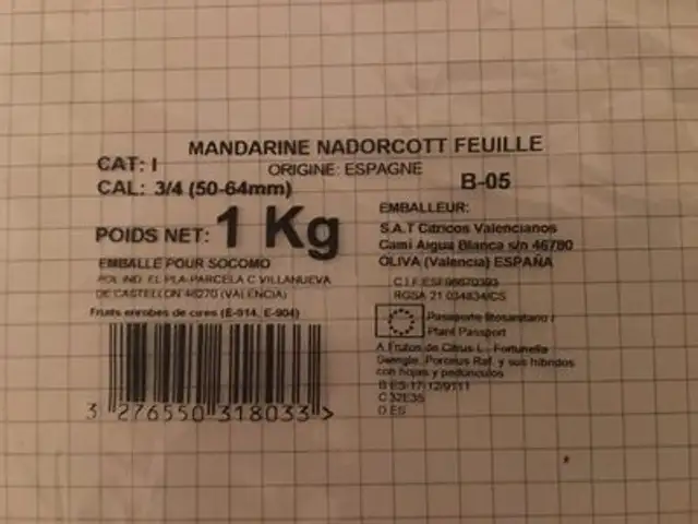 Mandarines feuille ingredients label
