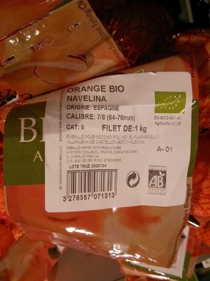 Oranges bio front packaging