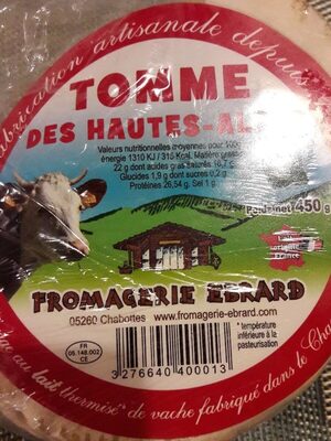Tomme des hautes alpes front packaging