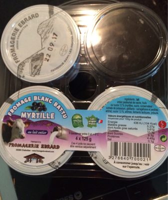 Fromage blanc battu aux myrtilles FROMAGERIE EBRARD, 6%MG