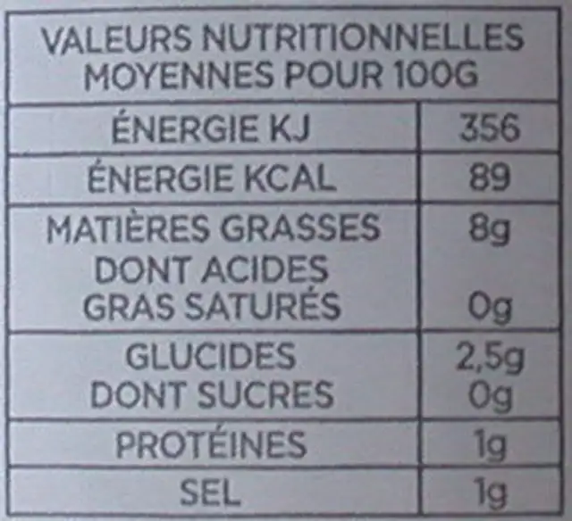 7 légumes cuisinés pour couscous nutrition facts table