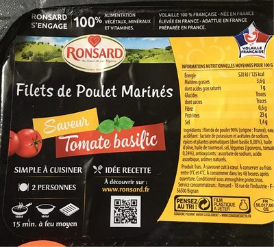 Filets de poulet marinés saveur tomate basilic