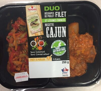 Duo de poulet et légumes émincés recette cajun front packaging