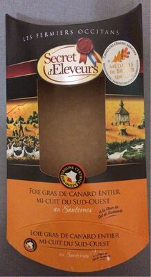Foie gras de canard entier mi-cuit du Sud-Ouest au Sauternes front packaging