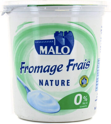 Fromage Frais Malo nature 0%* *matières grasses sur produit fini front packaging
