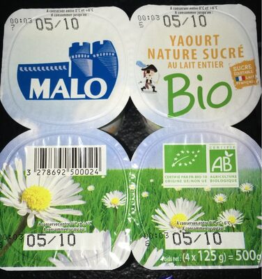 Yaourt au lait entier sucré BIO
