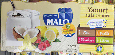 Yaourt au lait entier (coco, vanille, framboise, citron)