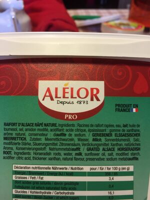 Raifort ingredients label