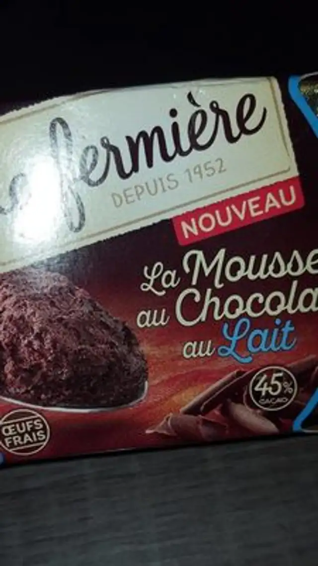 Mousse au chocolat au lait front packaging