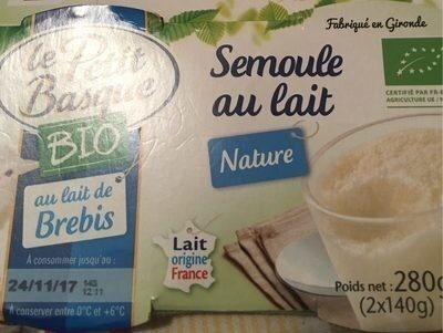 Semoule au lait Nature Bio