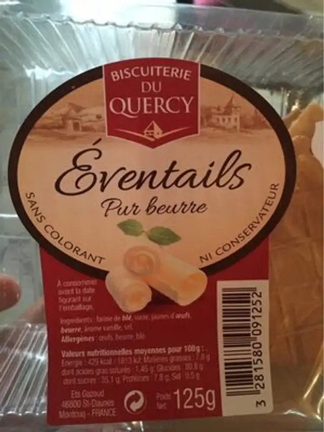 Evantails pur beurre front packaging