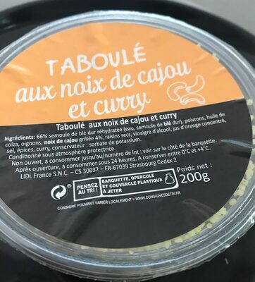 Taboulé aux noix de Cajou et Curry