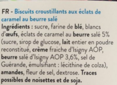Croustillants caramel au beurre sale ingredients label
