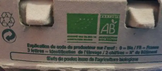 6 œufs frais bio ingredients label