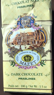 Tablette Chocolat Noir Praslines - 100 G - Mazet
