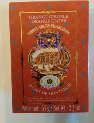 Véritables praslines Orange girofle front packaging