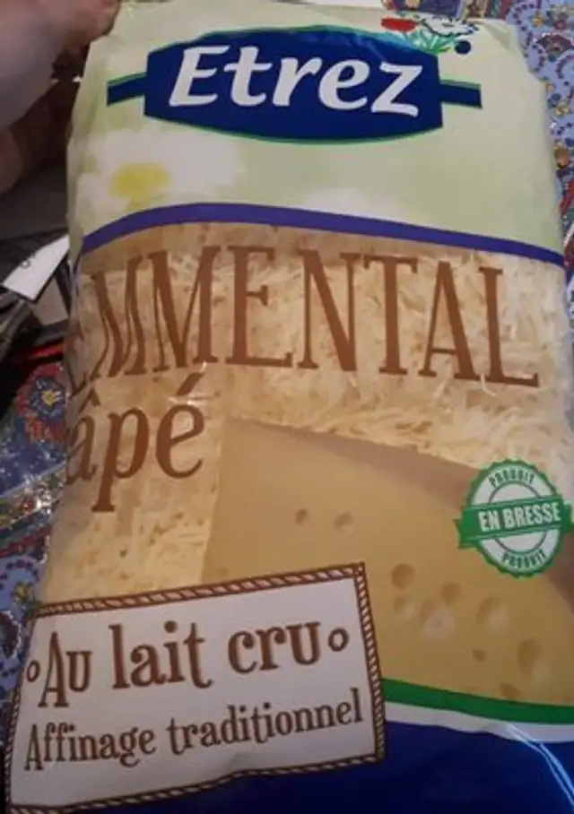 Emmental râpé front packaging