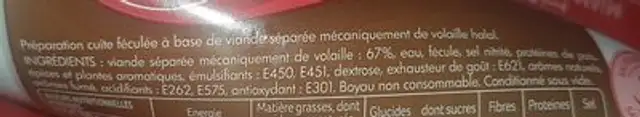 Saveur Arabo Goût fumé ingredients label