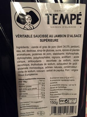 Saucisse jambon tranches fines Tempe