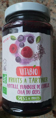 Fruits à tartiner myrtille, framboise de Corrèze , chia du Gers