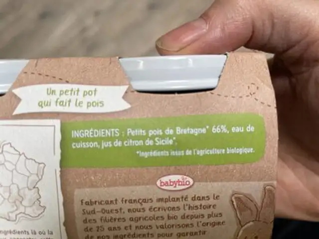 Petits Pots Petits Pois ingredients label