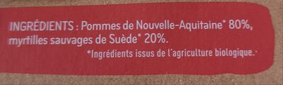 Pomme de Nouvelle-Aquitaine & Myrtille ingredients label