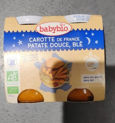 Carottes, patate douce, blé front packaging