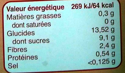 Pomme Myrtille Banane nutrition facts table