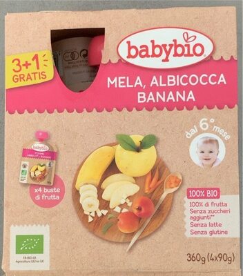Babybio succo mela, albicocca, banana