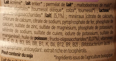 Optima croissance ingredients label