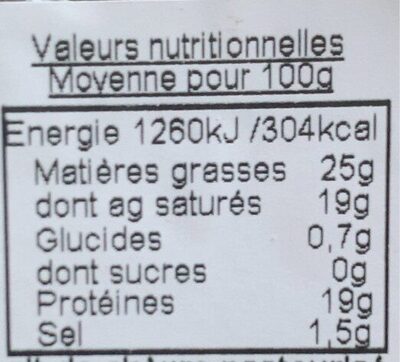 Le Mothais sur feuille nutrition facts table