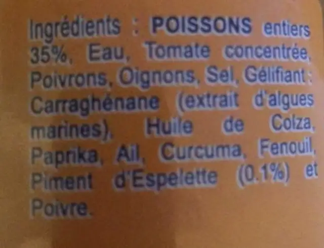 Soupe de poisson des deux mers ingredients label